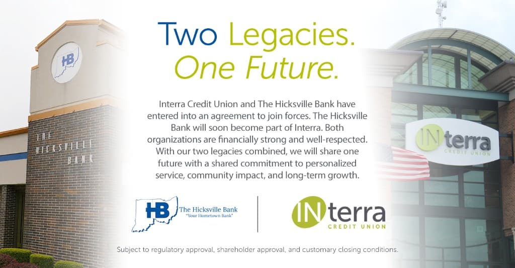 Interra Credit Union and The Hicksville Bank — two legacies, one future